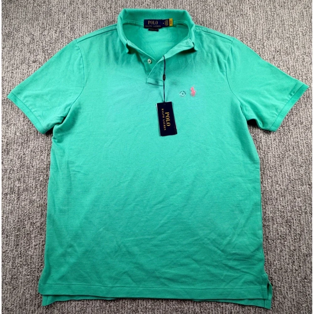 Polo Ralph Lauren Polo Shirt Men M Green Classic Fit Pink Pony NWT